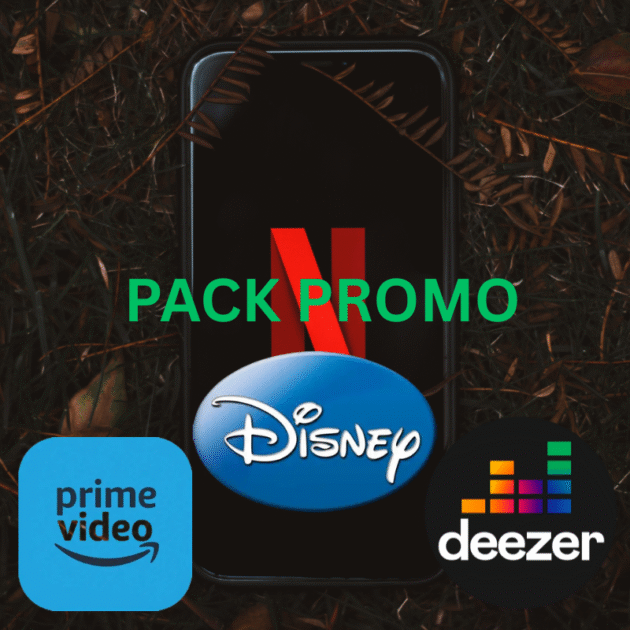 PACK PROMO NETFLIX PRIME VIDÉO DISNEY+ DEEZER DURÉE 12 mois